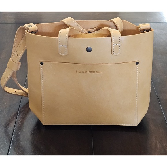 New Portland Leather Goods Sunflower Yellow Mini Snap Crossbody Tote Bag Purse
